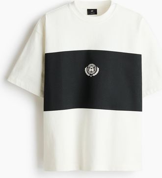 H&M Bedrucktes T-Shirt in Oversized Fit - White