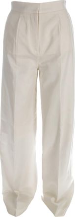 Joseph High-Rise Straight-Leg Trousers in White Silk