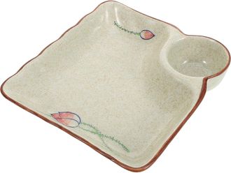 OEM Bandeja De Cer&aacute;mica Japonesa (22 Cm) Con Compartimento Para Salsa, Plato Multifuncional Para Dumplings, Pintado A Mano, Ideal Para Sushi Y Buffets