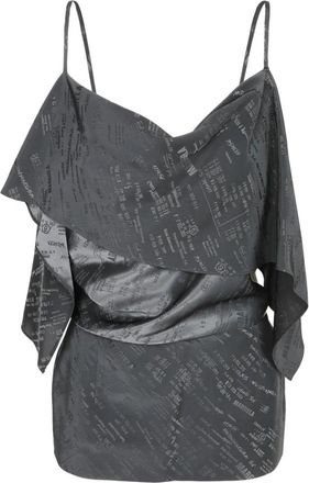 Maison Margiela Top met ruches en open rug - Dames - Tops zonder mouwen - Grijs - M - Rayon - Tops