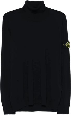 Stone Island Compass-badge Turtleneck Sweater - Heren - Coltruien - Blauw - L - Wol - Truien & Vesten