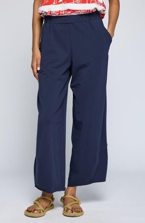 Luukaa D'Celli Ilaria Curved Jersey Pants in Navy at Nordstrom, Size 16