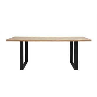 Miliboo Mesa De Comedor Rectangular Acabado Roble Y Metal Negro L200 Cm Magda