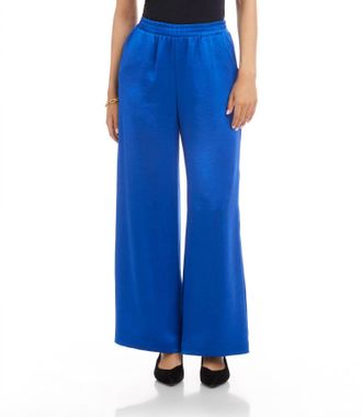 Karen Kane Satin Wide-Leg Pants In Sapphire Blue