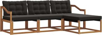 vidaXL Conjunto De Sof&aacute;s De Exterior 4 Uds. Natural Y Negro Vidaxl