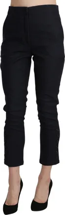 Ermanno Scervino Black High Waist Capri Cropped Cotton Womens Pants