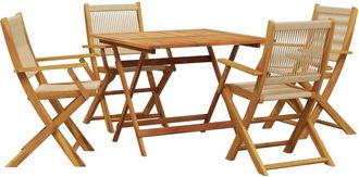 vidaXL Set De Comedor Jard&iacute;n 5 Pzas Polipropileno Madera Maciza Beige Vidaxl