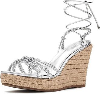 Schutz Adele Wedge Womens Sandals Silver : 10.5 M, Leather