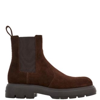 Ferragamo Doran Suede Chelsea Boots, Size 10