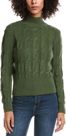 Forté Cashmere Cable Wool & Cashmere-Blend Mock Neck Sweater