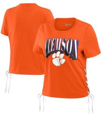 WEAR by Erin Andrews Womens WEAR by Erin Andrews Orange Clemson Tigers Side Lace-Up Modest Crop T-Shirt at Nordstrom, Size Xx-Large