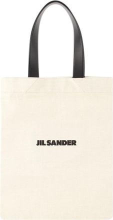 Jil Sander Womens Tote Bag Book - - Fabric - Beige material_Calf_Leather - One Size