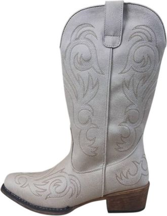 Roper Womens Riley Embroidered Boot In Creme /white