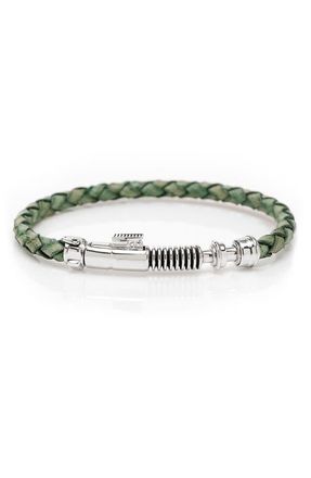 Cufflinks Inc. Mens Luke Skywalker Lightsaber Braided Leather Bracelet in Green at Nordstrom