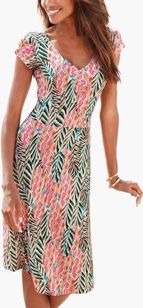 Lascana Womens Ruched V-Neck Dress in Multi Print at Nordstrom, Size 14
