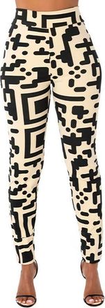 Dai Moda QR Code Abstract Print Leggings in Cream at Nordstrom, Size Xx-Large