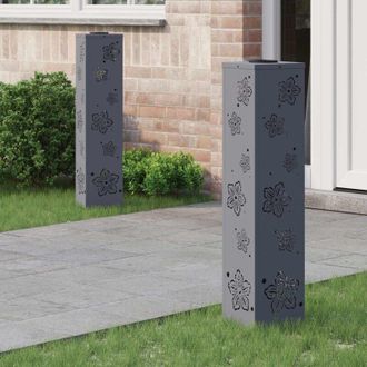 vidaXL Luz De Camino Led Solar 2 Pcs Antracita Acero Laminado En Fr&iacute;o Vidaxl