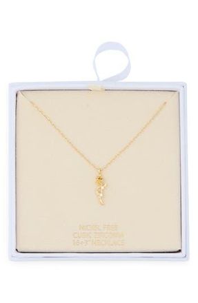 Nordstrom Rack Cubic Zirconia Rose Pendant Necklace in Clear- Gold at Nordstrom Rack