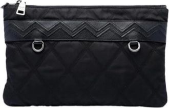 Prada Pre-owned Quilted Nylon Clutch - Dames - Vintage Clutch - Zwart - ONE Size - Nylon - Vintage