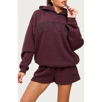 Edikted Logo Hoodie in Plum at Nordstrom, Size X-Large