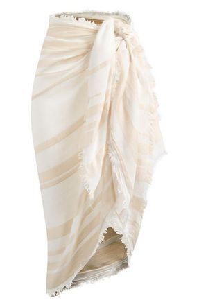 Nordstrom Sheer Stripe Pareo Wrap in Tan- White at Nordstrom