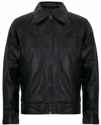 Infinity Leather Mens Classic 70s Harrington Jacket - Black - Size X-Small