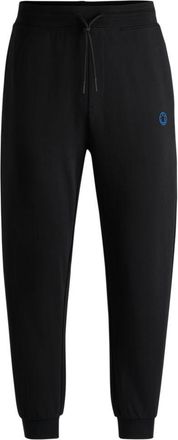 HUGO BOSS Cotton-terry tracksuit bottoms with Happy HUGO logo patch