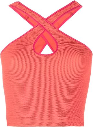Forte_Forte ribbed cross-strap cropped tank top - women - Polyamide/Spandex/Elastane - I - Red