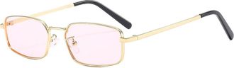 Generic Metal Mens Small Frame Sunglasses Outdoor Driving Vacation Womens Sun Glasses(Pink)