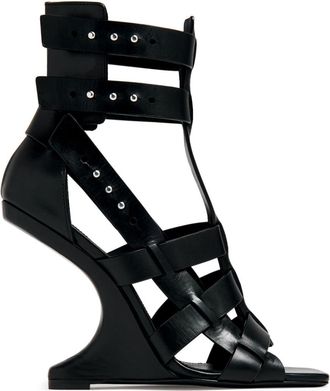 Rick Owens Cantilever leather sandals - women - Leather/Leather/Leather - 36 - Black