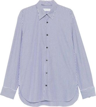 Dries Van Noten Gestreept katoenen poplin overhemd - Heren - Casual Overhemden - Veelkleurig - L - Katoen - Overhemden