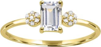 Diamond2Deal 10K Yellow Gold White Topaz and Diamond Engagement Ring ( 0.60Ct)