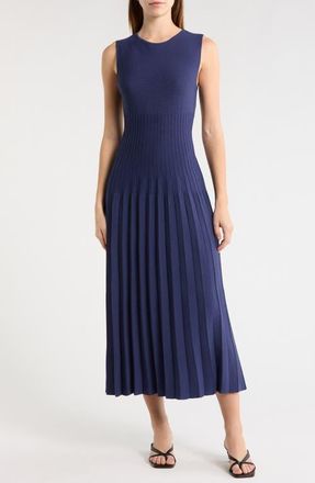 Staud Elyse Pleated Sleeveless Knit Maxi Dress in Navy at Nordstrom, Size X-Small