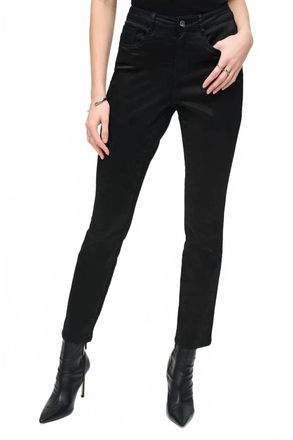 Joseph Ribkoff Catherine Classic Slim Foiled Print Denim Pants In Black