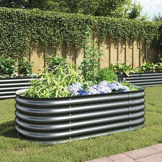 vidaXL Garden Raised Bed 63x31.5x17.3 Galvanised Steel Gray, 45529