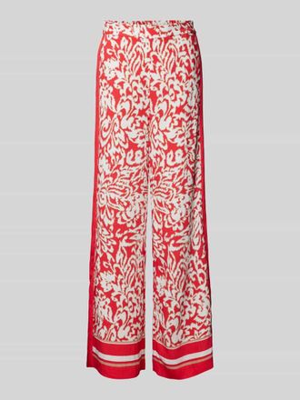 Comma Wide Leg Stoffhose mit Allover-Print in Rot, Gr&ouml;&szlig;e 34/34