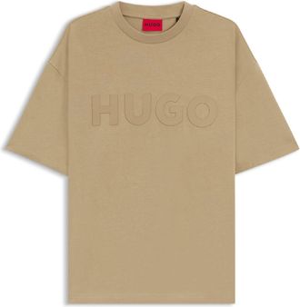 HUGO BOSS Hugo Mens Dinkee Oversized Fit T-Shirt in Beige Cotton - Size X-Large