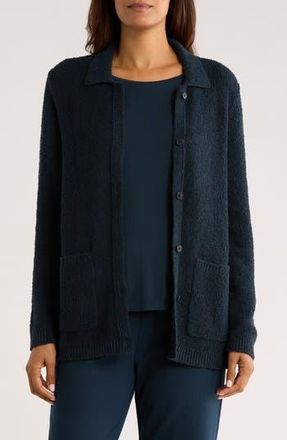 Eileen Fisher Boucl&eacute; Cardigan in Deep Adriatic at Nordstrom Rack, Size X-Large