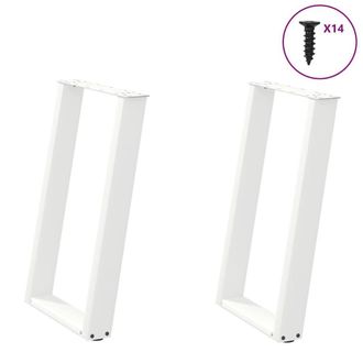 Berkfield Home vidXL Dining Table Legs U-Shaped 2 pcs White 60x(72-73) cm Steel
