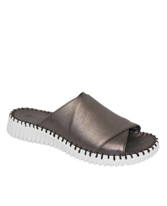 Eric Michael Womens Gloria Comfort Slide In Pewter Leather