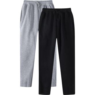 Generic DFEK Mens Tracksuit Bottoms Pack of 2, Joggers for Men UK Open Hem with Pockets Drawstring Baggy Fleece Sweatpants Straight Leg Jogging Trousers for G