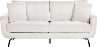 Beliani Beliani - Fabric 3 Seater Sofa Loveseat Couch Upholstered Metal Legs Polyester Thick Seat Off-White Vesala