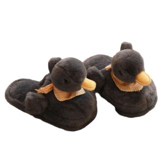 Generic Winter Womens Fashion Animal Slippers Cozy Indoor Outdoor Comfort Soft Warm Shoes for Her (Black, 3. 5)