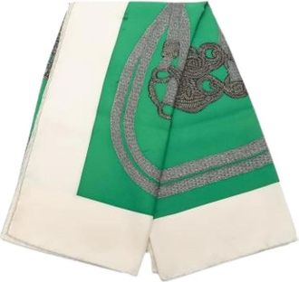 Herm&egrave;s Pre-owned Scarves, female, Green, Size: ONE SIZE Pre-owned Brides De Gala Brode Main Silk Scarf
