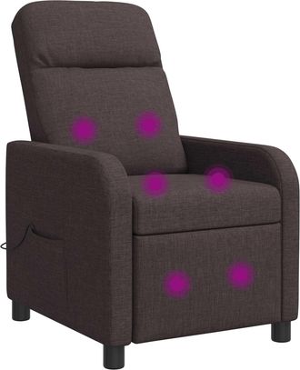 vidaXL Silla De Masajes Reclinable Marr&oacute;n Oscuro Tela Vidaxl