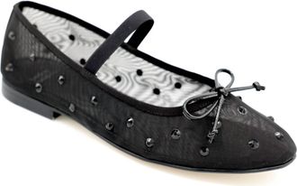 Jeffrey Campbell Women Releve Mary Jane Ballet Flat In Black Mesh With Gems