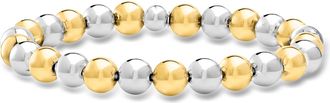 Ross-Simons Italian 8mm Sterling Silver and 18kt Gold Over Sterling Bead Stretch Bracelet