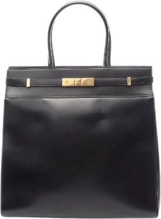 Saint Laurent Pre-owned Manhattan Leren Tote Bag - Dames - Vintage Shopper - Zwart - ONE Size - Leer - Vintage