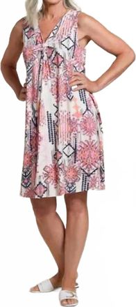 Tribal Printed Flare Dress In Pink