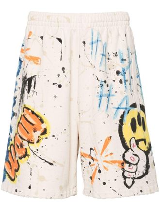 Barrow graffiti-print cotton track shorts - Neutrals